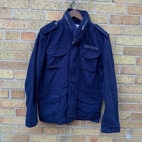 True Religion Utility Cargo Jacket Large Blue - Picture 1 of 6